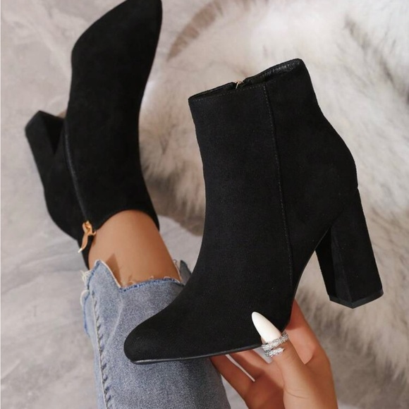 Black Suede Booties - Picture 1 of 5